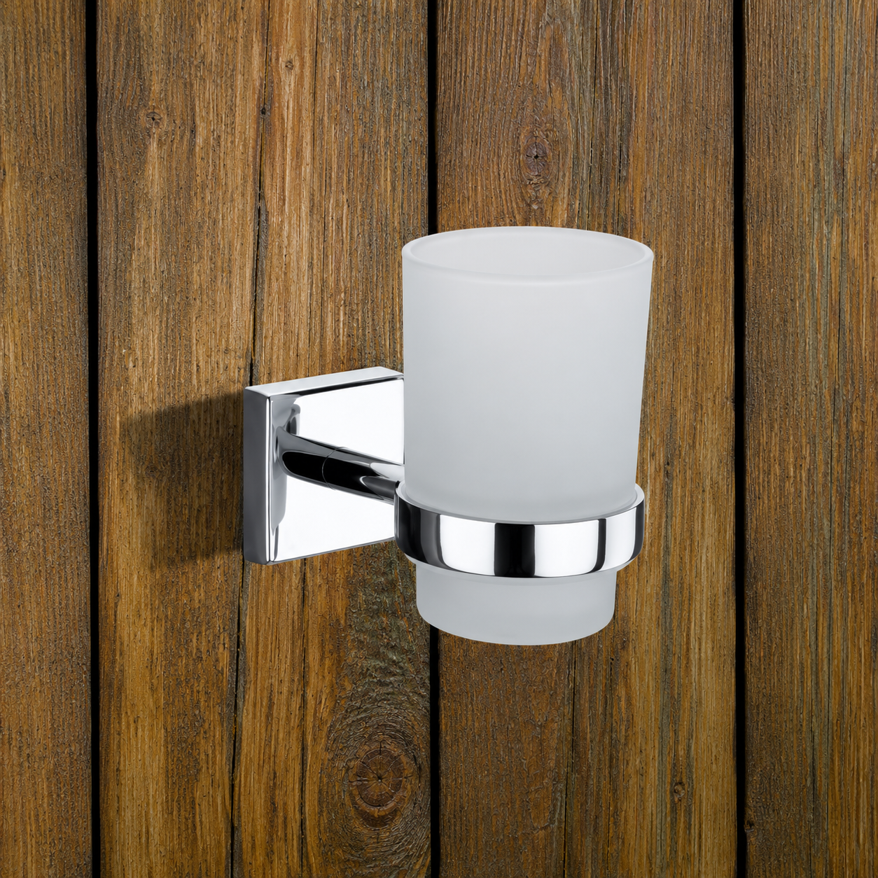 Glass Tumbler Holder Square - CHROME FINISH